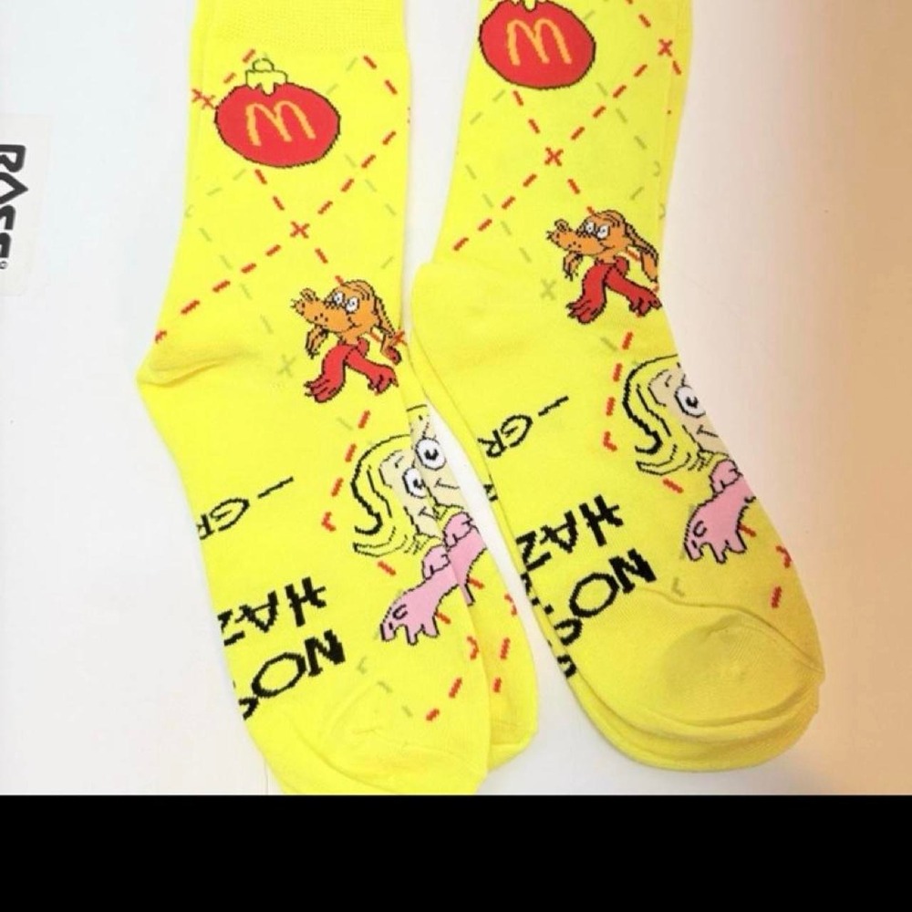 2 Pairs McDonalds Grinch Christmas Socks Yellow Cindy Lou Who Max Crew Socks